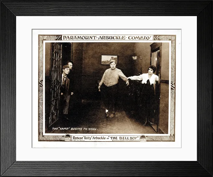 Framed Print : THE BELL BOY, Buster Keaton, Al St. John, Roscoe Fatty Arbuckle, Alice Lake, 1918