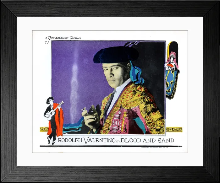 Framed Print : BLOOD AND SAND, US lobbycard, Rudolph Valentino, 1922