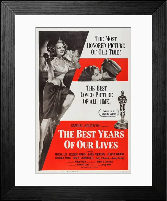 Framed Print : THE BEST YEARS OF OUR LIVES, US poster art, Virginia Mayo, Myrna Loy, Fredric March, 1946