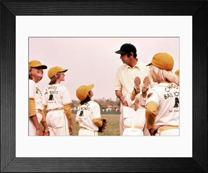 Framed Print : THE BAD NEWS BEARS, Tatum O'Neal, Alfred Lutter III, Walter Matthau, 1976