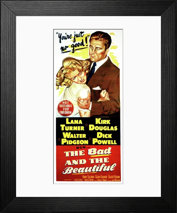 Framed Print : THE BAD AND THE BEAUTIFUL, Lana Turner, Kirk Douglas, 1952, poster art Framed Print : THE BAD AND THE BEAUTIFUL, Lana Turner, Kirk Douglas, 1952, poster art