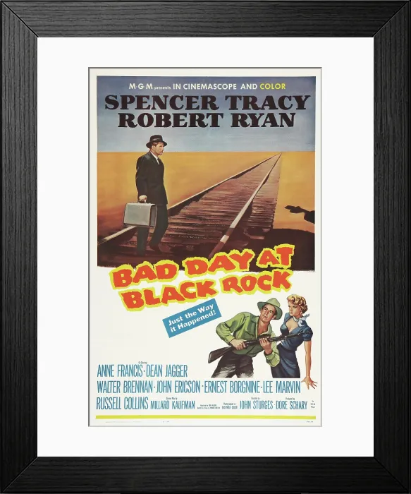 Framed Print : BAD DAY AT BLACK ROCK, US poster art, Spencer Tracy, Robert Ryan, Anne Francis, 1955
