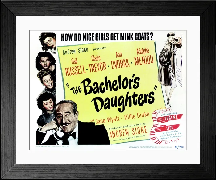 Framed Print : THE BACHELOR'S DAUGHTERS, (top to bottom), Claire Trevor, Gail Russell, Ann Dvorak, Jane Wyatt, Adolphe Menjou, 1946 Framed Print : THE BACHELOR'S DAUGHTERS, (top to bottom), Claire Trevor, Gail Russell, Ann Dvorak, Jane Wyatt, Adolphe Menjou, 1946