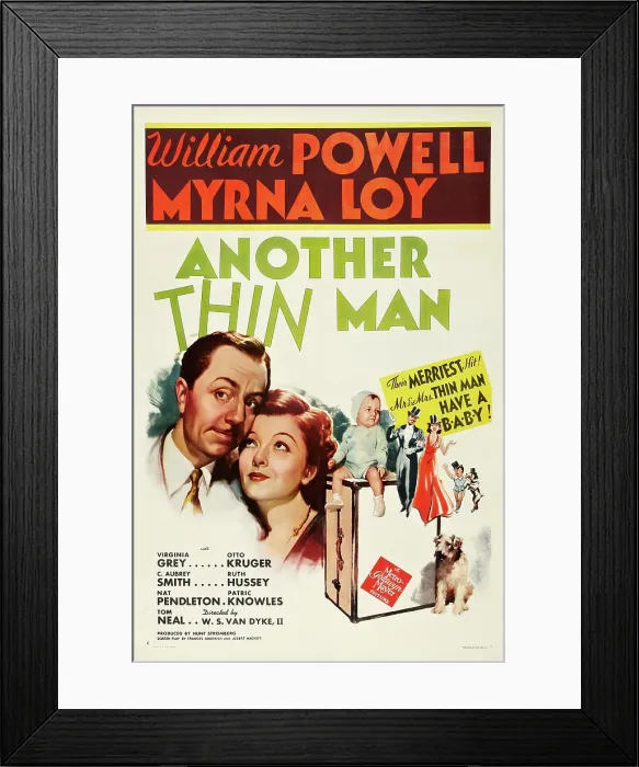 Framed Print : ANOTHER THIN MAN, William Powell, Myrna Loy, William A. Poulsen, Asta, 1939