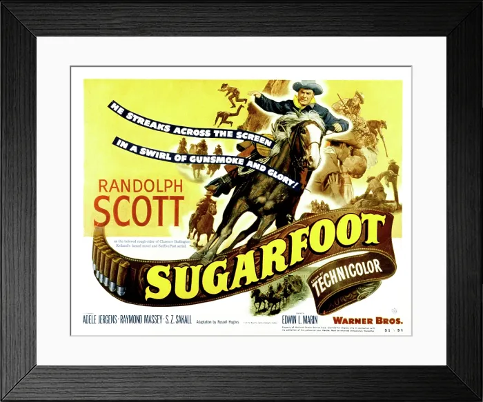 Framed Print : SUGARFOOT, Randolph Scott, 1951