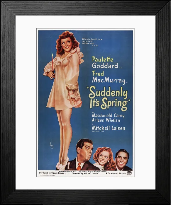 Framed Print : SUDDENLY IT'S SPRING, US poster art, from left: Paulette Goddard, Fred MacMurray, Arleen Whelan, Macdonald Carey, 1947