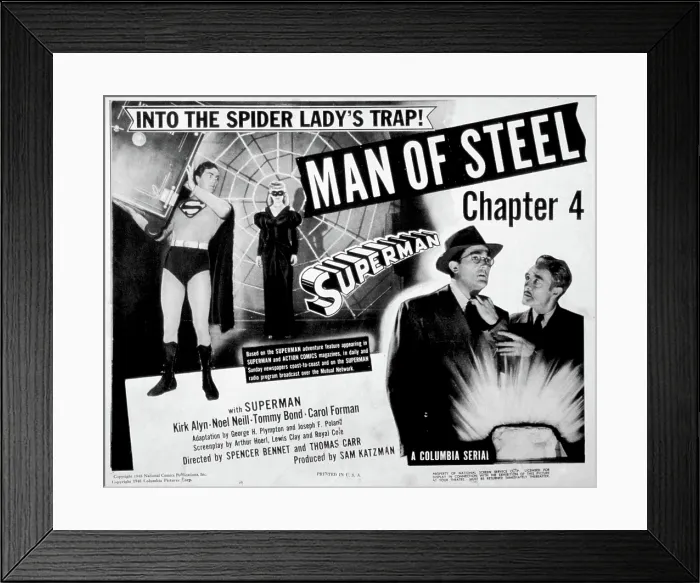 Framed Print : SUPERMAN, (Serial), Kirk Alyn, Chapter 4, Man Of Steel, 1948