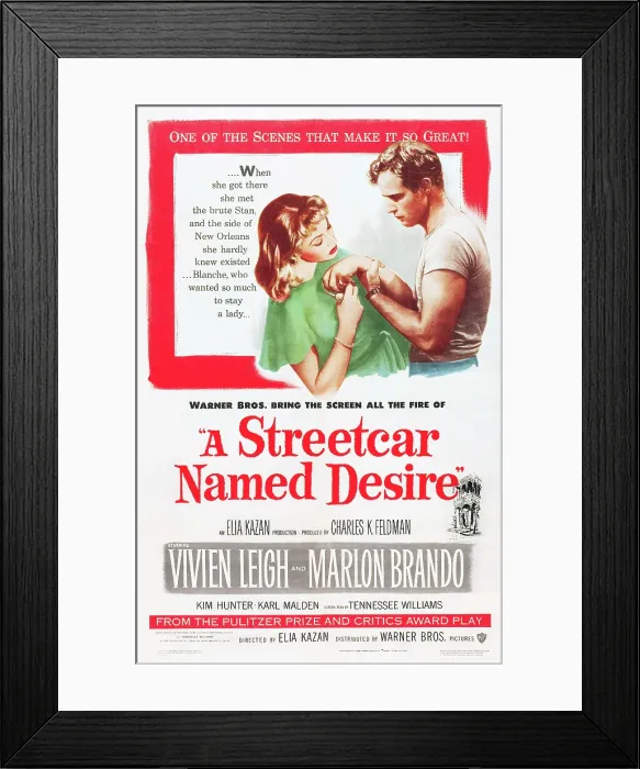 Framed Print : A STREETCAR NAMED DESIRE, Vivien Leigh, Marlon Brando, 1951