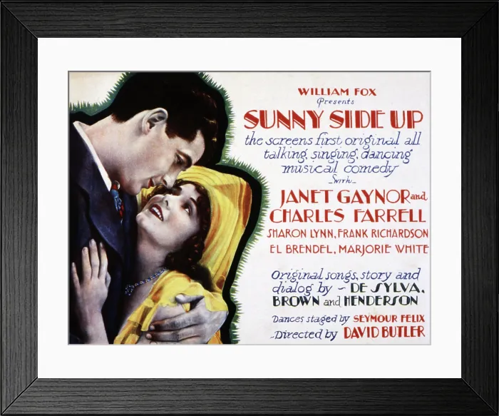 Framed Print : SUNNYSIDE UP, Charles Farrell, Janet Gaynor, 1929, TM and copyright 20th Century Fox Film Corp. All rights reserved / Courtesy: Everett Collection Framed Print : SUNNYSIDE UP, Charles Farrell, Janet Gaynor, 1929, TM and copyright 20th Century Fox Film Corp. All rights reserved / Courtesy: Everett Collection