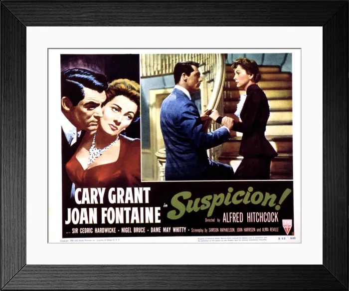 Framed Print : SUSPICION, Cary Grant, Joan Fontaine, 1941