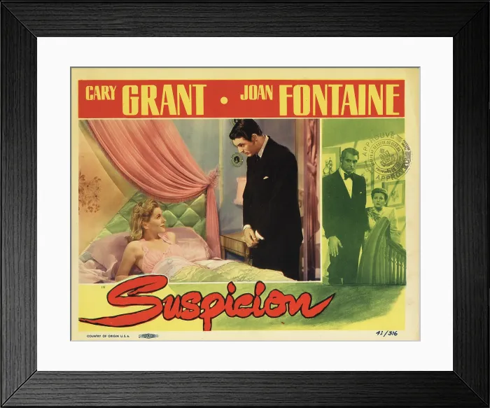 Framed Print : SUSPICION, Joan Fontaine, Cary Grant, 1941