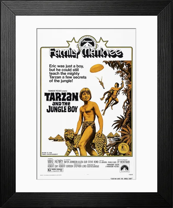 Framed Print : TARZAN AND THE JUNGLE BOY, from left: Ron Gans, Mike Henry on poster art, 1968