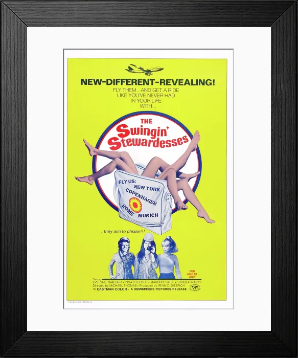 Framed Print : THE SWINGIN STEWARDESSES, US poster art, 1972