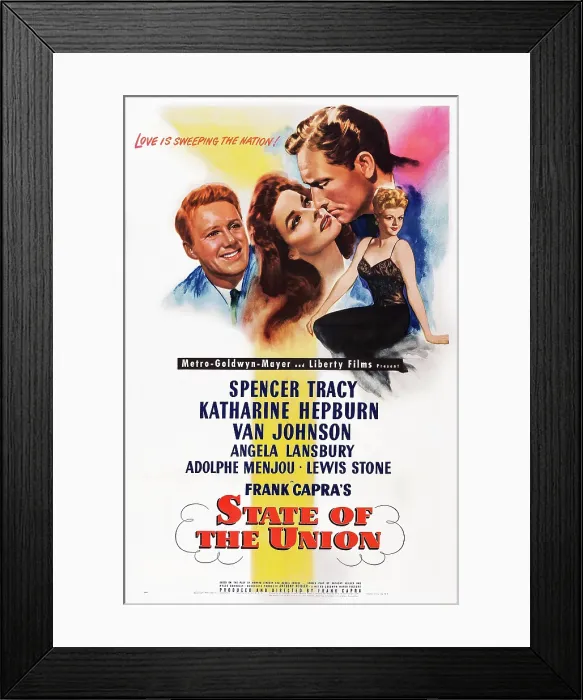 Framed Print : STATE OF THE UNION, US poster art, from left: Van Johnson, Spencer Tracy, Katharine Hepburn, Angela Lansbury, 1948