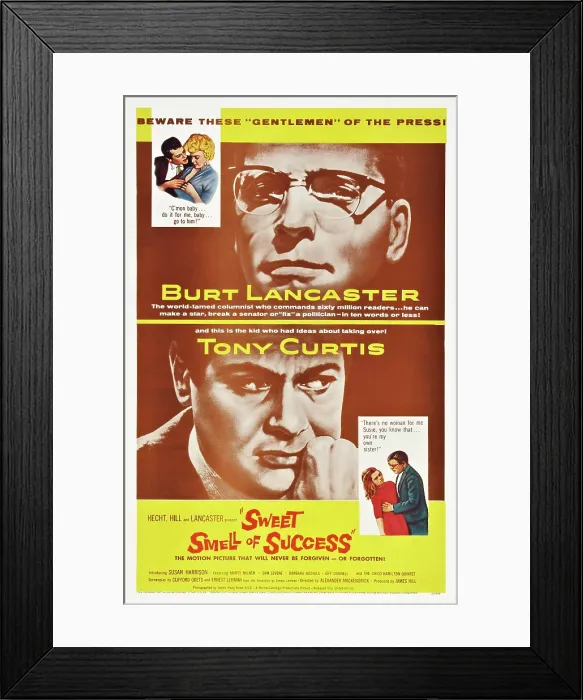 Framed Print : SWEET SMELL OF SUCCESS, US poster, Burt Lancaster, Tony Curtis, 1957, poster art Framed Print : SWEET SMELL OF SUCCESS, US poster, Burt Lancaster, Tony Curtis, 1957, poster art