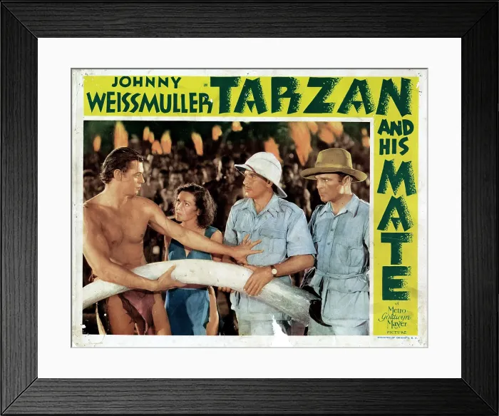 Framed Print : TARZAN AND HIS MATE, from left, Johhny Weissmuller, Maureen O'Sullivan, Paul Cavanagh, Neil Hamilton, 1934