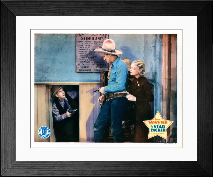 Framed Print : THE STAR PACKER, US lobbycard, John Wayne, Verna Hillie, 1934