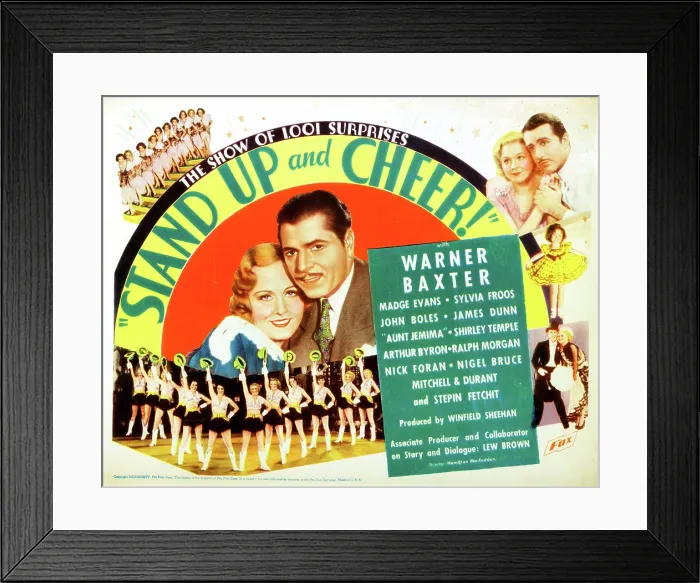 Framed Print : STAND UP AND CHEER!, Madge Evans, Warner Baxter, 1934, (c) 20th Century Fox, TM & Copyright / Courtesy: Everett Collection Framed Print : STAND UP AND CHEER!, Madge Evans, Warner Baxter, 1934, (c) 20th Century Fox, TM & Copyright / Courtesy: Everett Collection