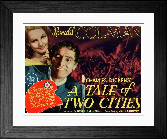 Framed Print : A TALE OF TWO CITIES, US lobbycard, from left: Elizabeth Allen, Ronald Colman, 1935