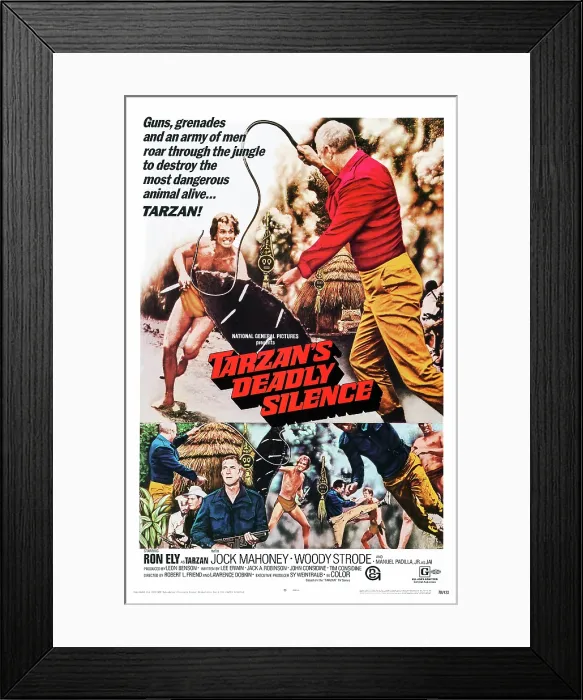 Framed Print : TARZAN'S DEADLY SILENCE, US poster art, Ron Ely (rear), 1970