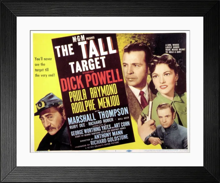 Framed Print : THE TALL TARGET, Adolphe Menjou, Dick Powell, Paula Raymond, 1951
