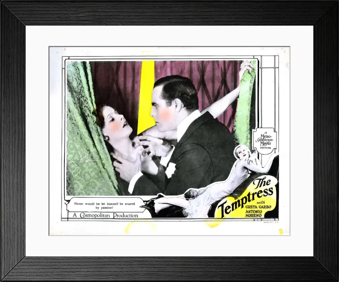 Framed Print : THE TEMPTRESS, US lobbycard, from left: Greta Garbo, Antonio Moreno, 1926 Framed Print : THE TEMPTRESS, US lobbycard, from left: Greta Garbo, Antonio Moreno, 1926