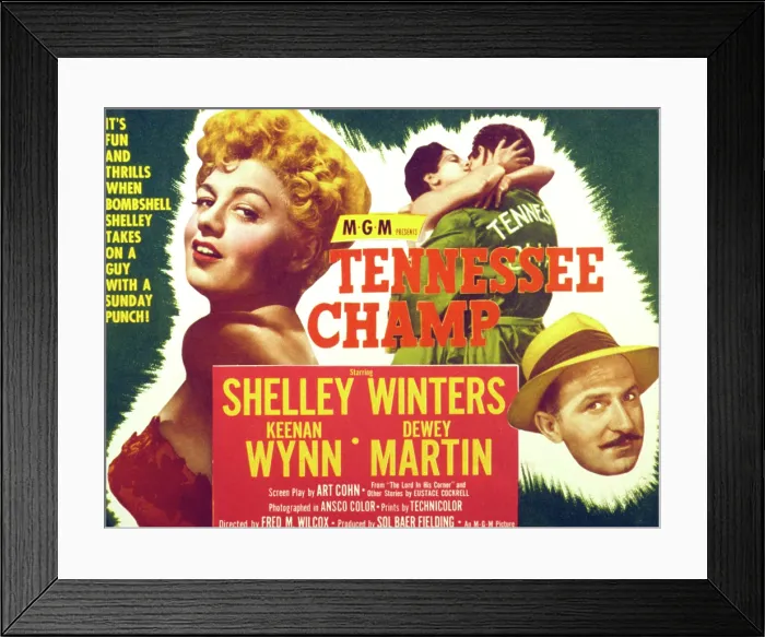 Framed Print : TENNESSEE CHAMP, Shelley Winters, Keenan Wynn, 1954