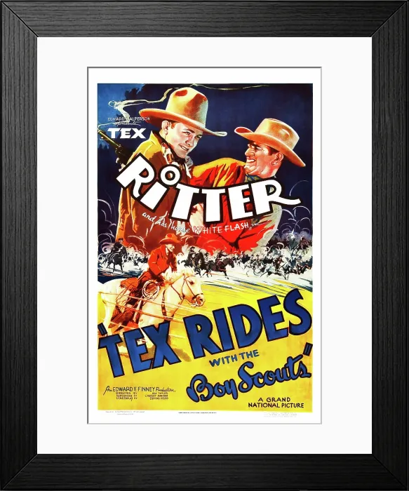 Framed Print : TEX RIDES WITH THE BOY SCOUTS, US poster art, Tex Ritter (l.), 1937 Framed Print : TEX RIDES WITH THE BOY SCOUTS, US poster art, Tex Ritter (l.), 1937