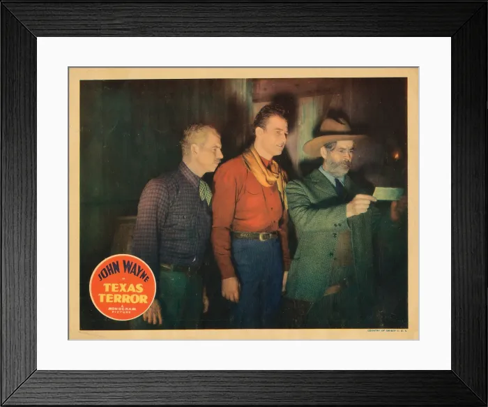 Framed Print : TEXAS TERROR, US lobbycard, John Wayne, Gabby Hayes, 1935
