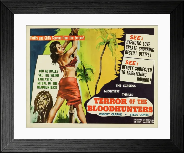 Framed Print : TERROR OF THE BLOODHUNTERS, US poster art, Dorothy Haney, 1962 Framed Print : TERROR OF THE BLOODHUNTERS, US poster art, Dorothy Haney, 1962