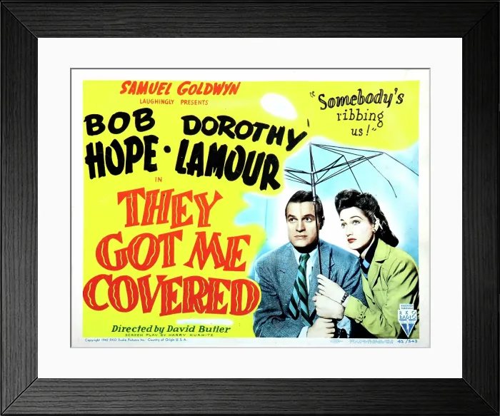Framed Print : THEY GOT ME COVERED, Bob Hope, Dorothy Lamour, 1943 Framed Print : THEY GOT ME COVERED, Bob Hope, Dorothy Lamour, 1943