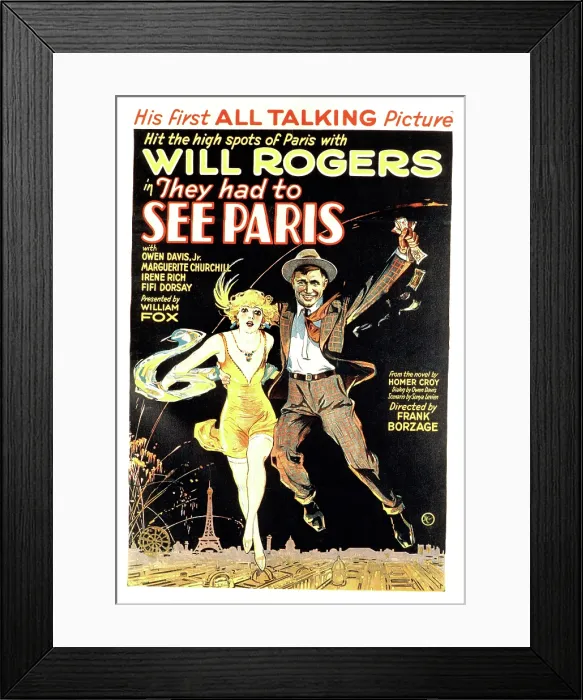 Framed Print : THEY HAD TO SEE PARIS, Will Rogers, 1929, TM and copyright 20th Century Fox Film Corp. All rights reserved  /  Courtesy: Everett Collection