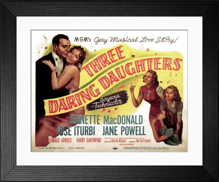 Framed Print : THREE DARING DAUGHTERS, Jose Iturbi, Jeanette MacDonald, Jane Powell, Ann Todd, Elinor Donahue, 1948