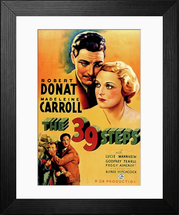 Framed Print : THE 39 STEPS, Robert Donat, Madeleine Carroll, 1935 Framed Print : THE 39 STEPS, Robert Donat, Madeleine Carroll, 1935