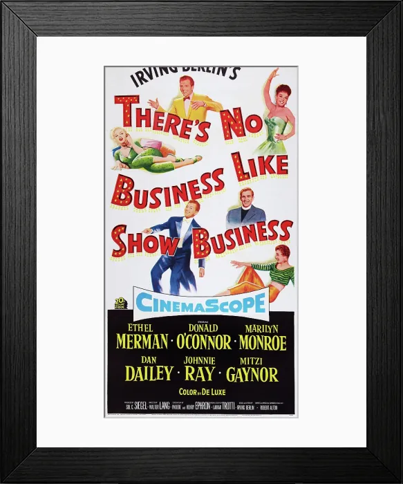 Framed Print : THERE'S NO BUSINESS LIKE SHOW BUSINESS, US poster art, Dan Dailey, Marilyn Monroe, Ethel Merman, Johnnie Ray, Donald O'Connor, Mitzi Gaynor, 1954