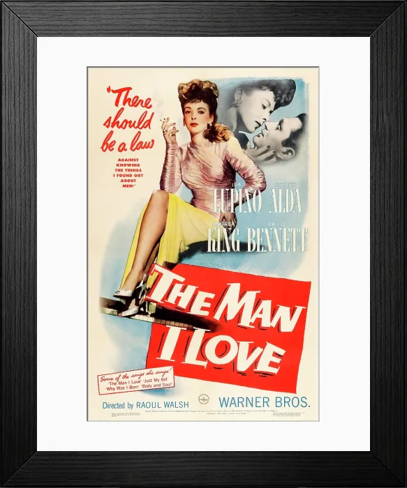 Framed Print : THE MAN I LOVE, US poster art, Ida Lupino, Robert Alda, 1947