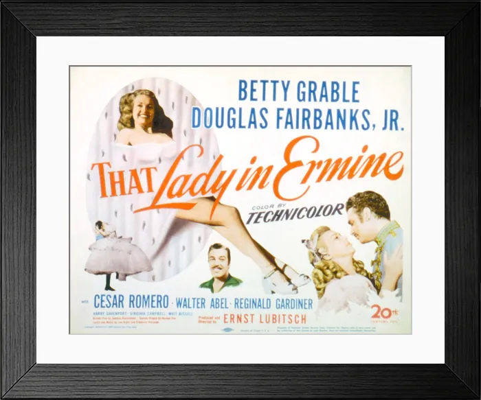 Framed Print : THAT LADY IN ERMINE, Betty Grable, Cesar Romero, Douglas Fairbanks Jr. 1948, (c) 20th Century Fox, TM & Copyright  /  Courtesy: Everett Collection