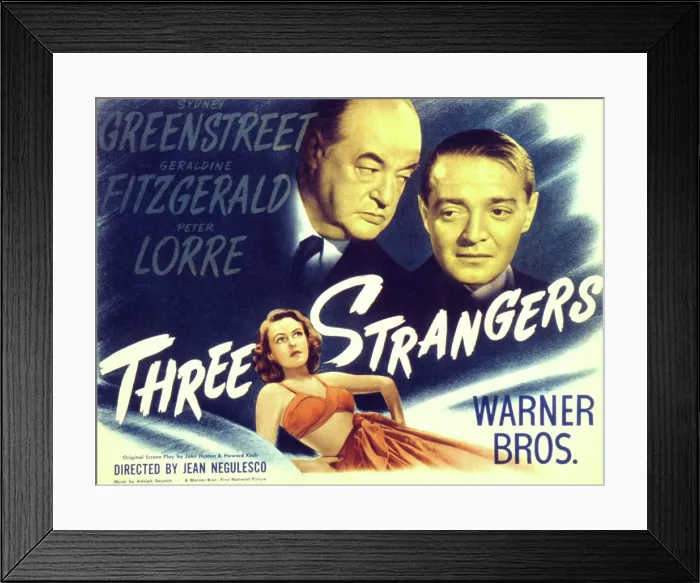 Framed Print : THREE STRANGERS, Geraldine Fitzgerald, Sydney Greenstreet, Peter Lorre, 1946 Framed Print : THREE STRANGERS, Geraldine Fitzgerald, Sydney Greenstreet, Peter Lorre, 1946