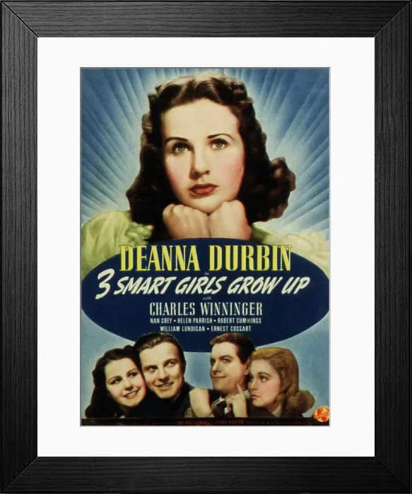 Framed Print : THREE SMART GIRLS GROW UP, Deanna Durbin, (top), Helen Parrish, William Lundigan, Robert Cummings, Nan Grey, 1939 Framed Print : THREE SMART GIRLS GROW UP, Deanna Durbin, (top), Helen Parrish, William Lundigan, Robert Cummings, Nan Grey, 1939