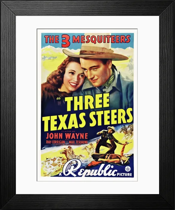 Framed Print : THREE TEXAS STEERS, US poster art, from left: Carole Landis, John Wayne, 1939 Framed Print : THREE TEXAS STEERS, US poster art, from left: Carole Landis, John Wayne, 1939