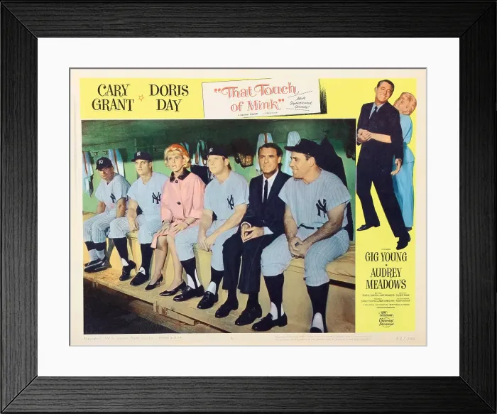 Framed Print : THAT TOUCH OF MINK, US lobbycard, from second left: Roger Maris, Doris Day, Mickey Mantle, Cary Grant, Yogi Berra, 1962 Framed Print : THAT TOUCH OF MINK, US lobbycard, from second left: Roger Maris, Doris Day, Mickey Mantle, Cary Grant, Yogi Berra, 1962