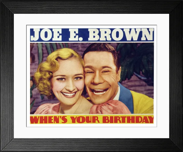 Framed Print : WHEN'S YOUR BIRTHDAY?, US lobbycard, from left: Marian Marsh, Joe E Brown, 1937
