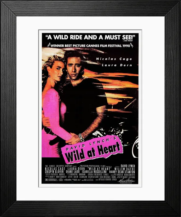 Framed Print : WILD AT HEART, US poster, Nicolas Cage, Laura Dern, 1990. Samuel Goldwyn Company / courtesy Everett Collection Framed Print : WILD AT HEART, US poster, Nicolas Cage, Laura Dern, 1990. Samuel Goldwyn Company / courtesy Everett Collection