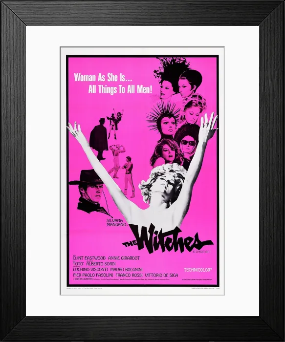 Framed Print : THE WITCHES, (aka LE STREGHE), US poster art, from left: Clint Eastwood, Silvana Mangano, 1967 Framed Print : THE WITCHES, (aka LE STREGHE), US poster art, from left: Clint Eastwood, Silvana Mangano, 1967