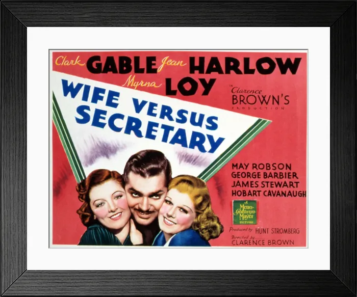 Framed Print : WIFE VS. SECRETARY, Myrna Loy, Clark Gable, Jean Harlow, 1936 Framed Print : WIFE VS. SECRETARY, Myrna Loy, Clark Gable, Jean Harlow, 1936