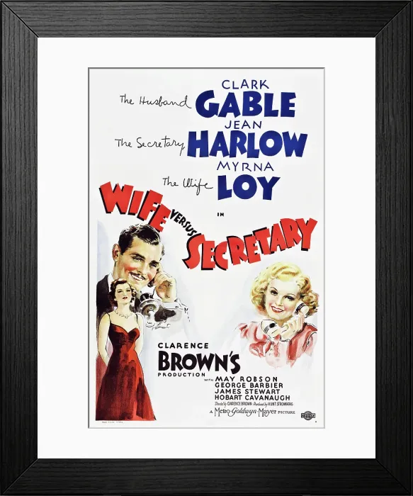 Framed Print : WIFE VS. SECRETARY, US poster, Myrna Loy, Clark Gable, Jean Harlow, 1936 Framed Print : WIFE VS. SECRETARY, US poster, Myrna Loy, Clark Gable, Jean Harlow, 1936