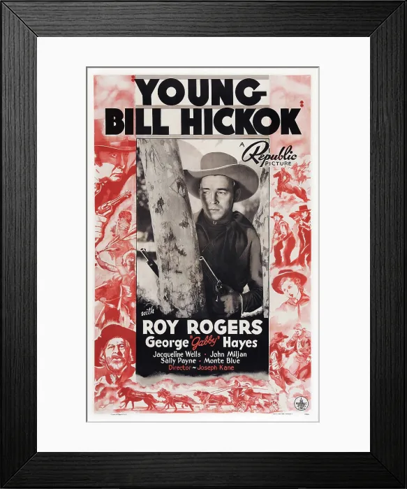 Framed Print : YOUNG BILL HICKOK, center: Roy Rogers, bottom left: George Gabby Hayes on poster art, 1940