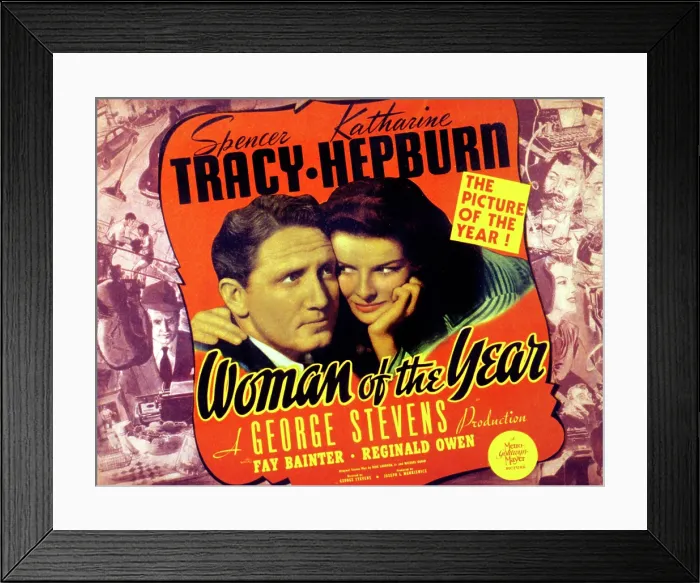 Framed Print : WOMAN OF THE YEAR, Spencer Tracy, Katharine Hepburn, 1942
