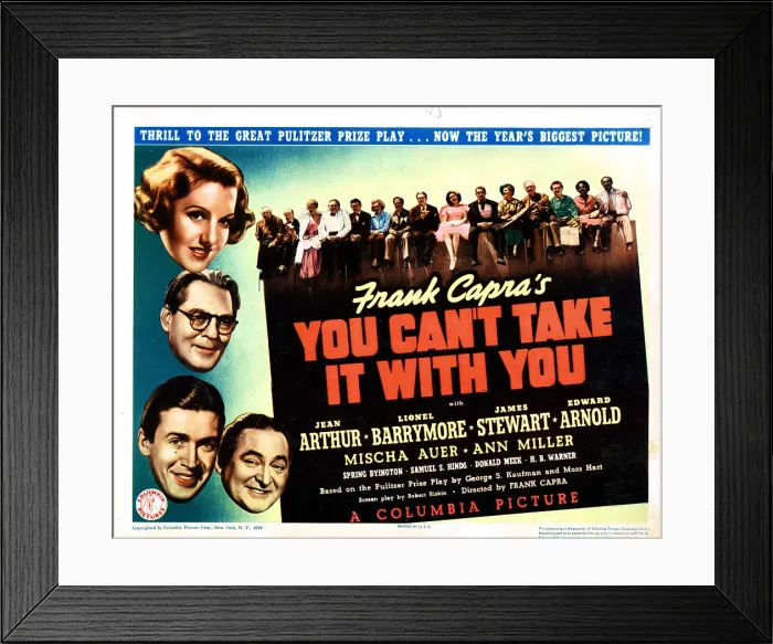 Framed Print : YOU CAN'T TAKE IT WITH YOU, left, from top, Jean Arthur, Lionel Barrymore, James Stewart, Edward Arnold, 1938