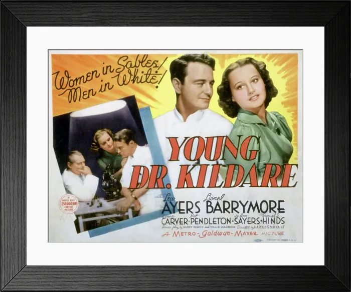 Framed Print : YOUNG DR. KILDARE, Lionel Barrymore (bottom left), Lew Ayres, Lynne Carver, 1938 Framed Print : YOUNG DR. KILDARE, Lionel Barrymore (bottom left), Lew Ayres, Lynne Carver, 1938